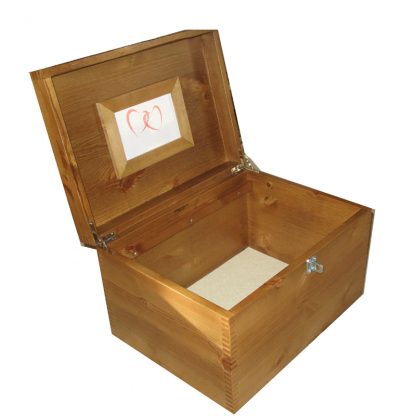 Rustic Pine XL Keepsake Box with Cream felt and frame