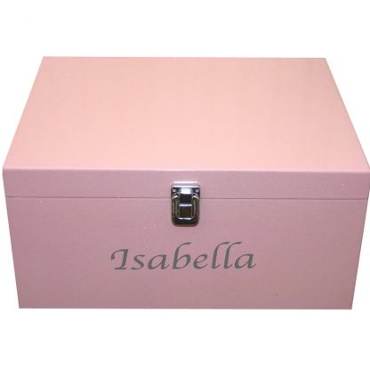 Pink keepsake box with name in silver