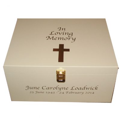 Ivory In Loving Memory Bereavement Box with Cross