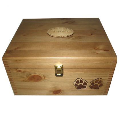 Large Rustic Pine Pet Box with cat paws