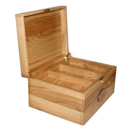 Solid Oak Memory Box Open with tray