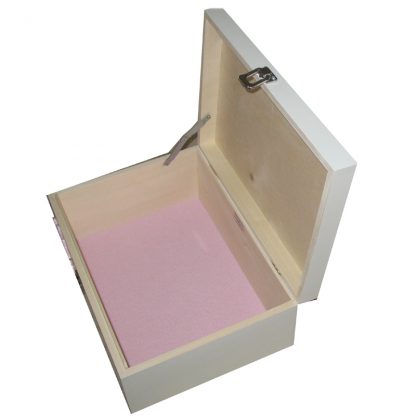 White Box open with pale pink felt