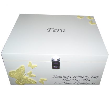 White Box with yellow butterflies Naming Day