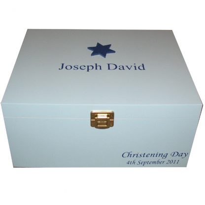 Blue Boys Christening or Naming Day Keepsake Box with star