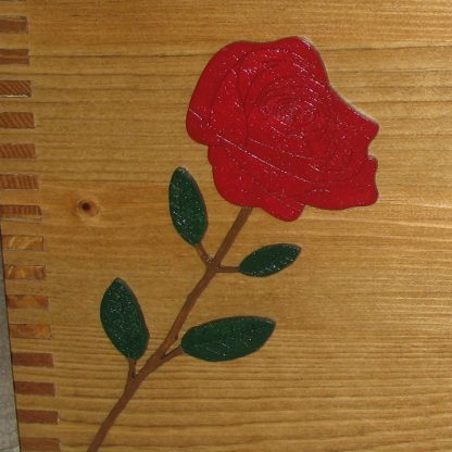 Close up of Red Rose on front of Keepsake Boxes