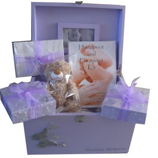 Lavender Baby Gift Set with Silver Butterflies