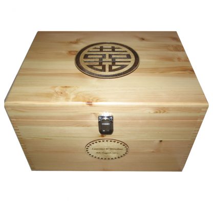 Chinese Doulbe Happiness Symbol on Wooden Memory Box