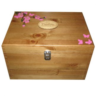 Natural Wood XL Keepsake or Memory Boxes with spray of flowers