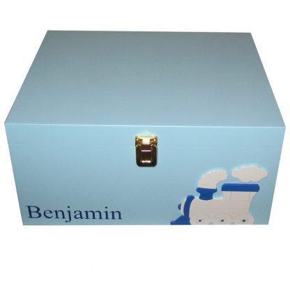 Blue Keepsake Box with Train name in blue
