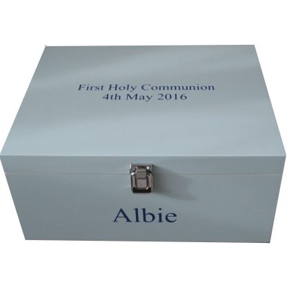 Blue Keepsake Box First Holy Communion with name