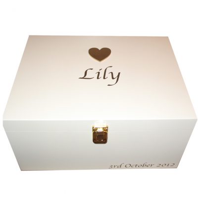 Ivory Memory Box large gold heart gold lettering