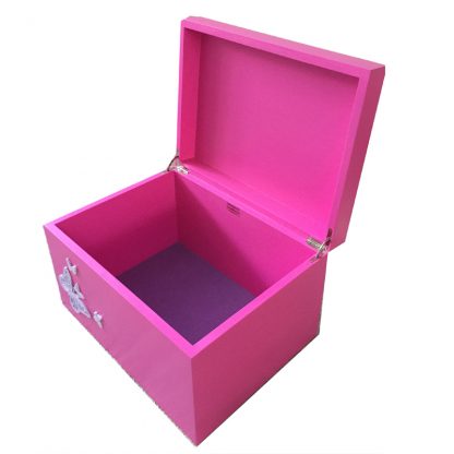 Magenta Pink CL Keepsake or Memory box with purple felt open