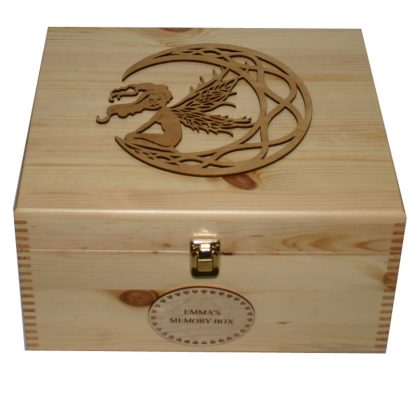 Natural Pine Large Keepsake Box with fairy with long hair