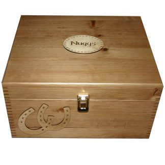 Personalised Wooden Pet Memorial or Memory Box with Horseshoes