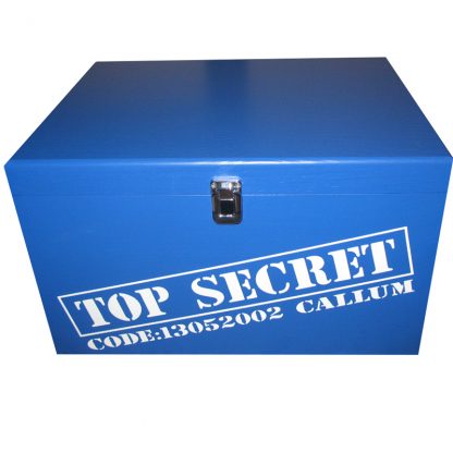 Royal Blue Personalised Top Secret XL Keepsake Box with name and date