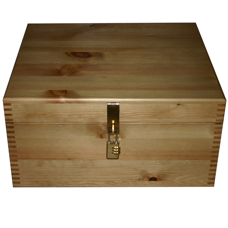 Plain Lacquered Pine Storage Box, Lockable Storage Boxes Uk