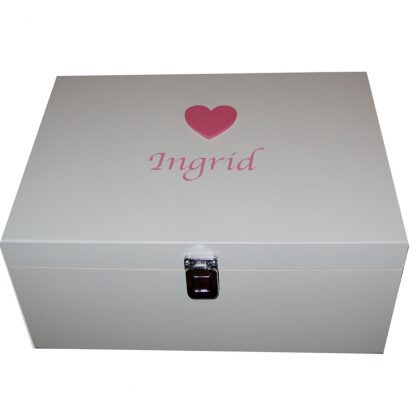 White Memory Box mid pink large heart pink lettering