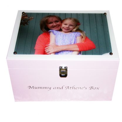 Pale Pink XL Keepsake Box with Photo on Acrylic on the lid