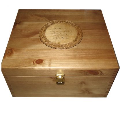 Rustic Pine Large Memory Box with celtic engraved plaque - personalised