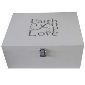 Wooden Keepsake Boxes saying Faith Hope Love
