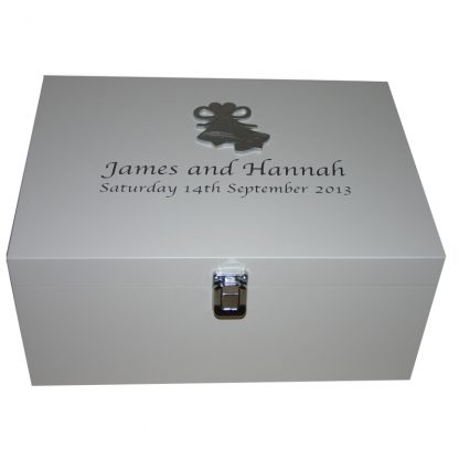 Personalised White Wedding Keepsake Box with Wedding Bells