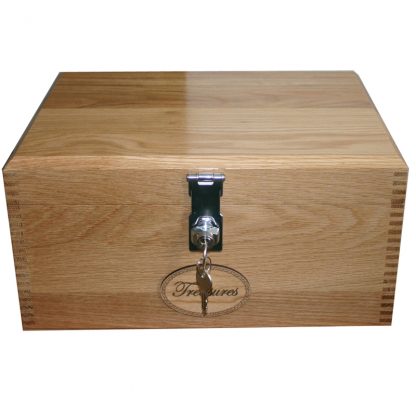 Personalised Solid Oak Memory or Keepsake Box with Locking Hasp