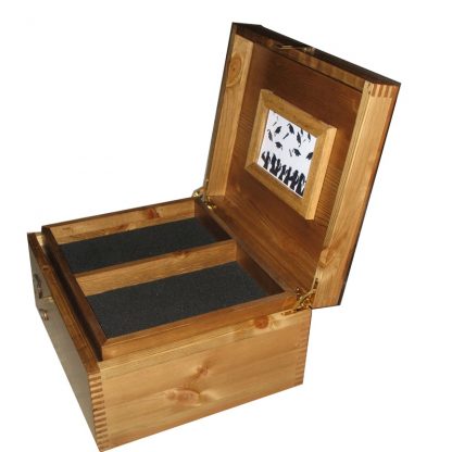 Graduation Keepsake Box with frame and tray open