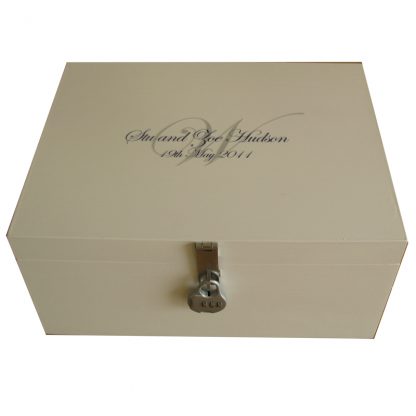 Ivory Wedding Memory Box with Monogram and lock