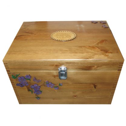 Rustic Pine XL Memory Storage Boxes Purple wash of painted flowers