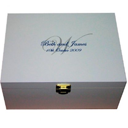 White Personalised Wedding Keepsake Box with Monogram