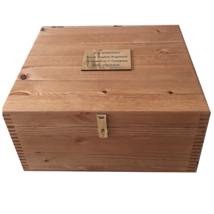 Personalised Large Wooden Memorial Box - Engraved Metal Message Plate
