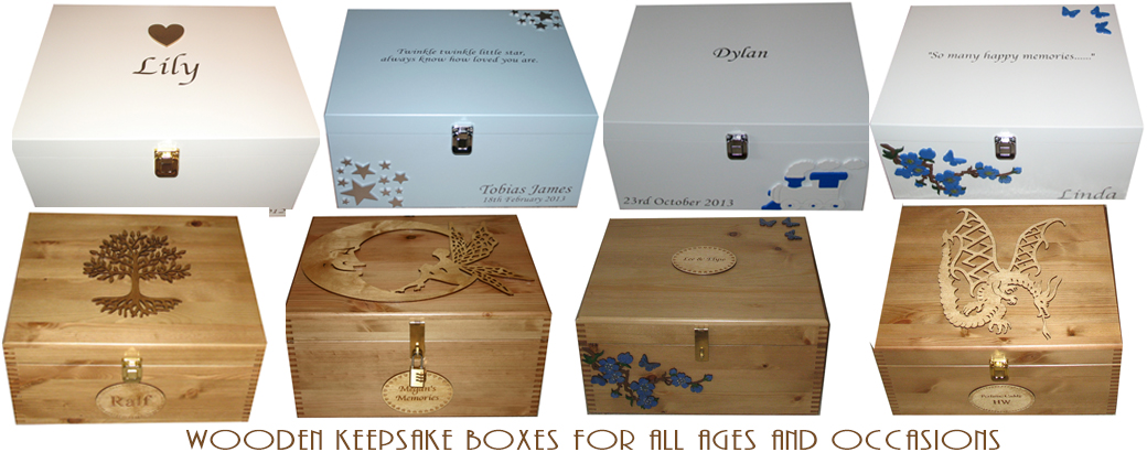 Personalised Wooden Keepsake Boxes, Handcrafted Wooden Memory Boxes