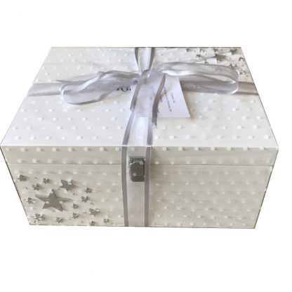 Silver Stars Baby Keepsake Box Gift Wrapped
