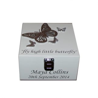 Small Decorative Personalised Memory Box with Butterflies