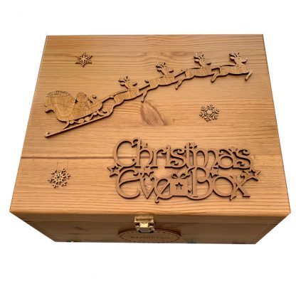 Christmas Eve Box Large Personalised Rustic Pine Lacquered
