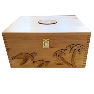 Engraved Turtles on a Special Large Pine Keepsake Box - Personalised