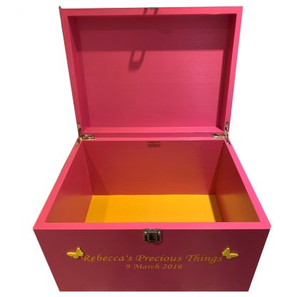 Girls XL Keepsake Memory Box in Pink & Yellow with Flowers