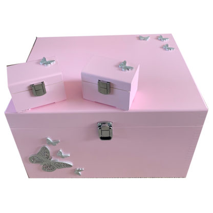 Baby XL Butterfly Memory Keepsake Box plus two Small Boxes for trinkets.